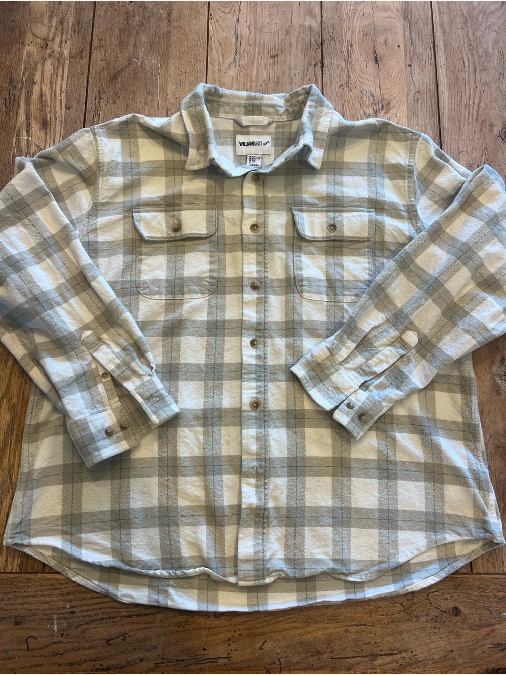 Light Gray Plaid Button-Up Shirt - Men's XXL